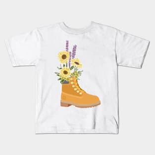 Flower boot sunflower Kids T-Shirt